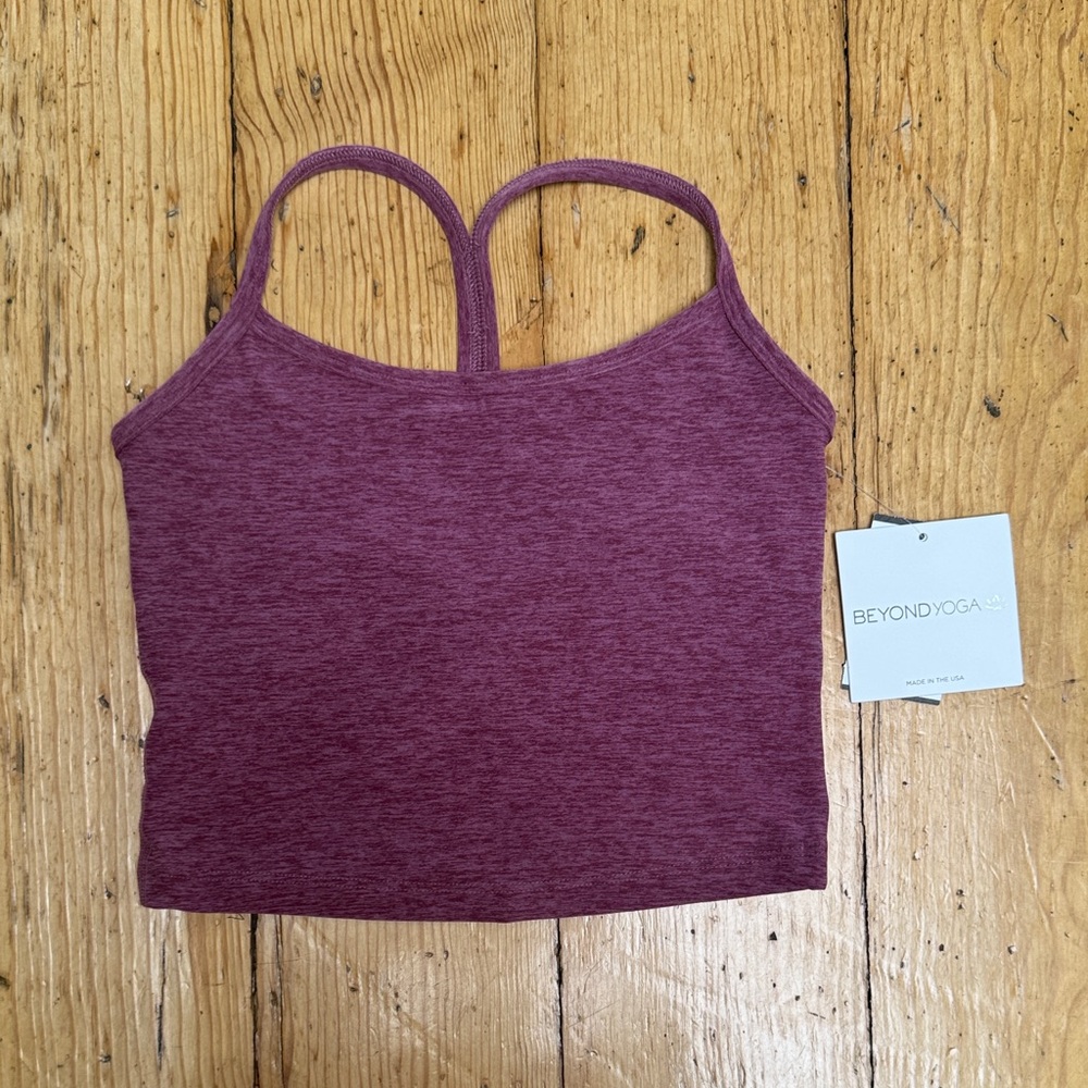 Beyond Yoga Heathered Plum Racerback Crop Tank